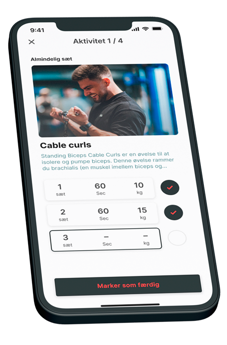 Billede af telefon med eksempel på træning